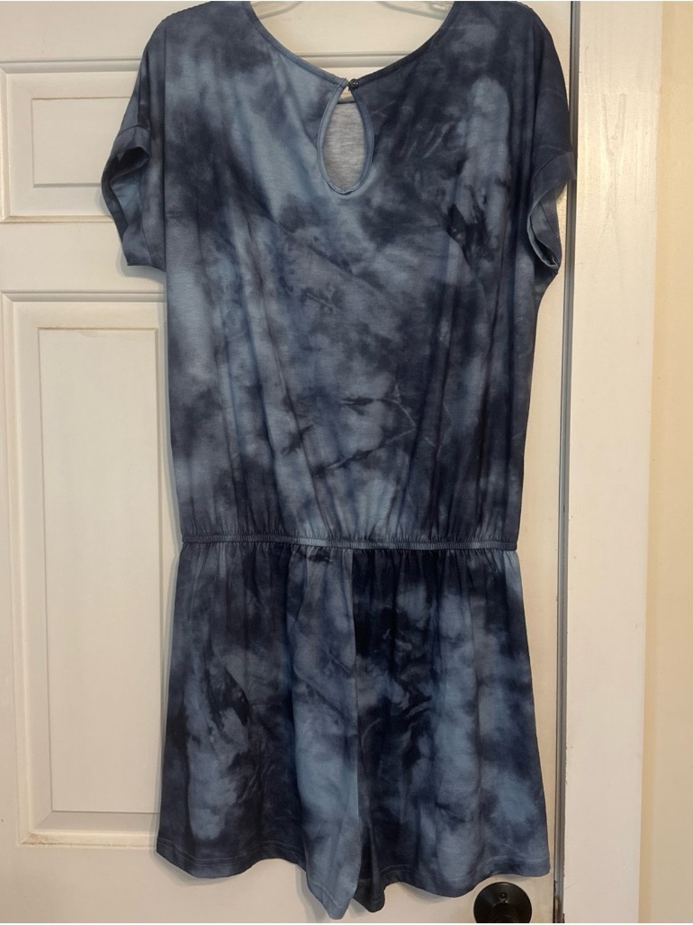 Women’s Blue Tie-Dye Short Sleeve Romper
